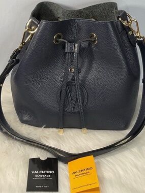 Valentino by Mario Valentino - Karl Medallion Leather Bucket Bag